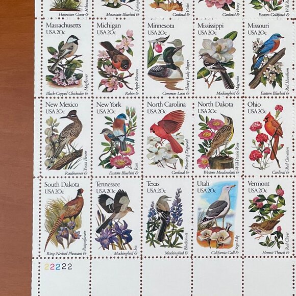 1981 U.S.A. 20c 50-States Flower/Bird Stamps Sheet & Folder - Perfect - Picture 6 of 7